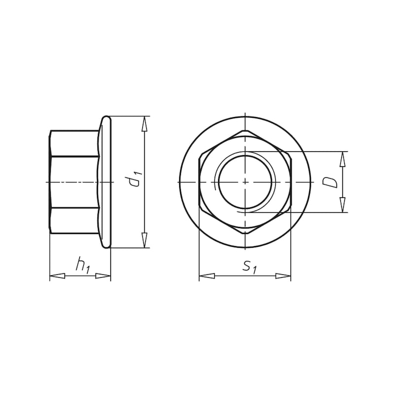 Auspuffmutter mit Flansch Stahl 6, verkupfert