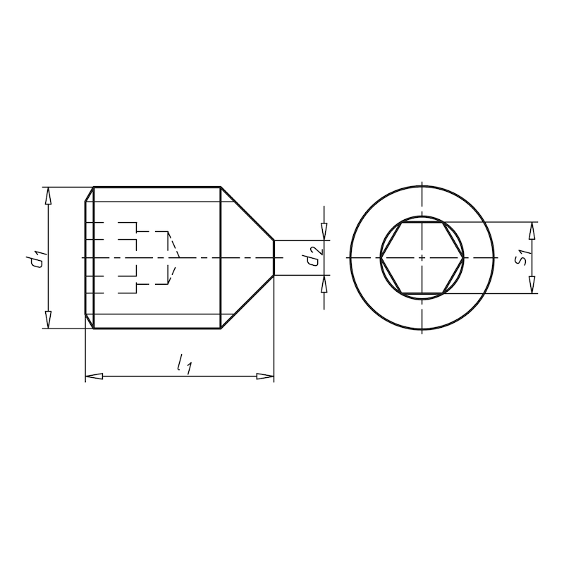 Gewindestift mit Innensechskant und abgeflachter Spitze ISO 4027, Stahl 45H, blank