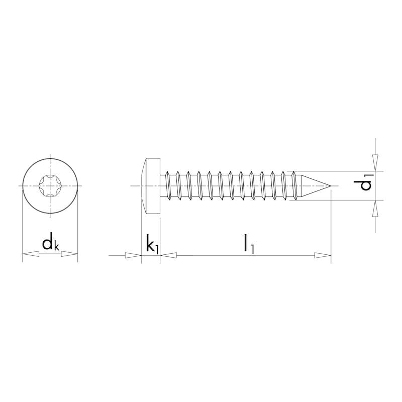 Linsen-Blechschraube Form C mit AW-Antrieb, 4,2x25 mm