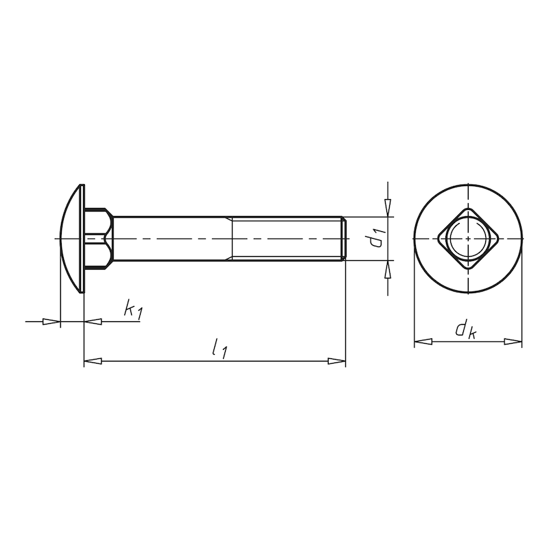 Flachrundschraube mit Vierkantansatz, Stahl 8.8 verzinkt, M8x50 mm