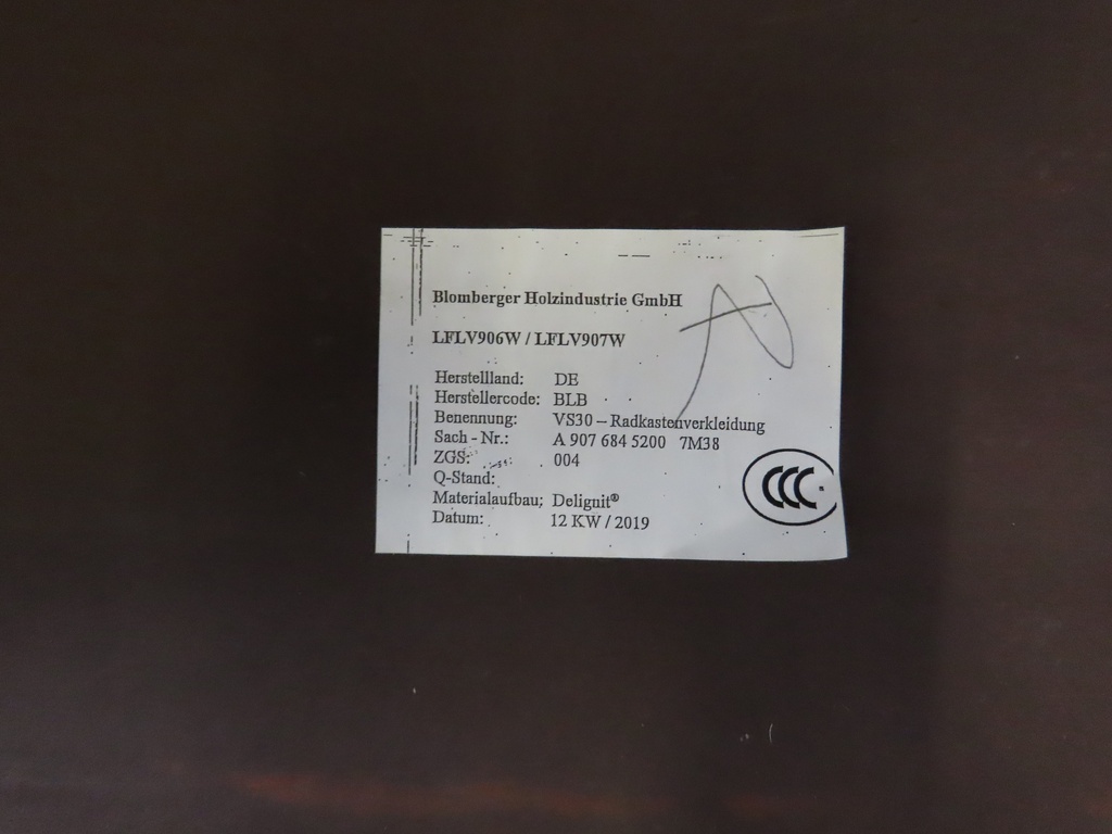 2 Radkastenverteilung für VW Crafter / MB Sprinter