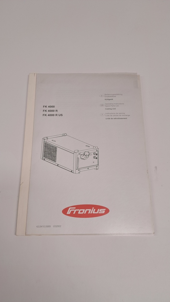 Original-Fronius Handbücher zu Schweißgeräten, Brennern und Kühlgeräten
