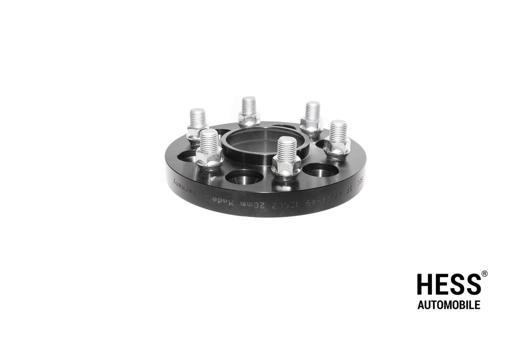 HESS Distanzscheiben 20mm, LK 6/120, schwarz, 2er Set inkl. Befestigungsmuttern