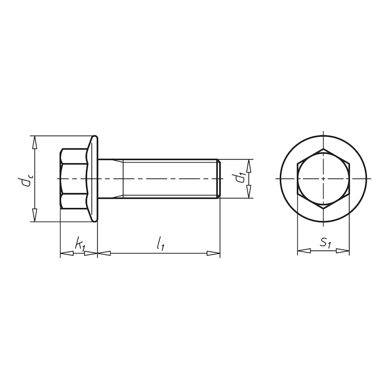 6KT-Schraube mit Flansch nach MBN-Norm, M12x1,5x110mm