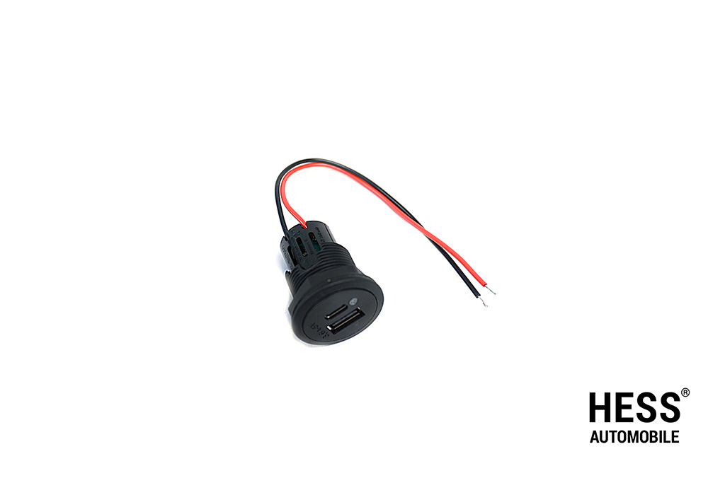 Power USB-C/A Doppelsteckdose 12-24V DC, Ausgang 5 V DC, 3,6A, schwarz