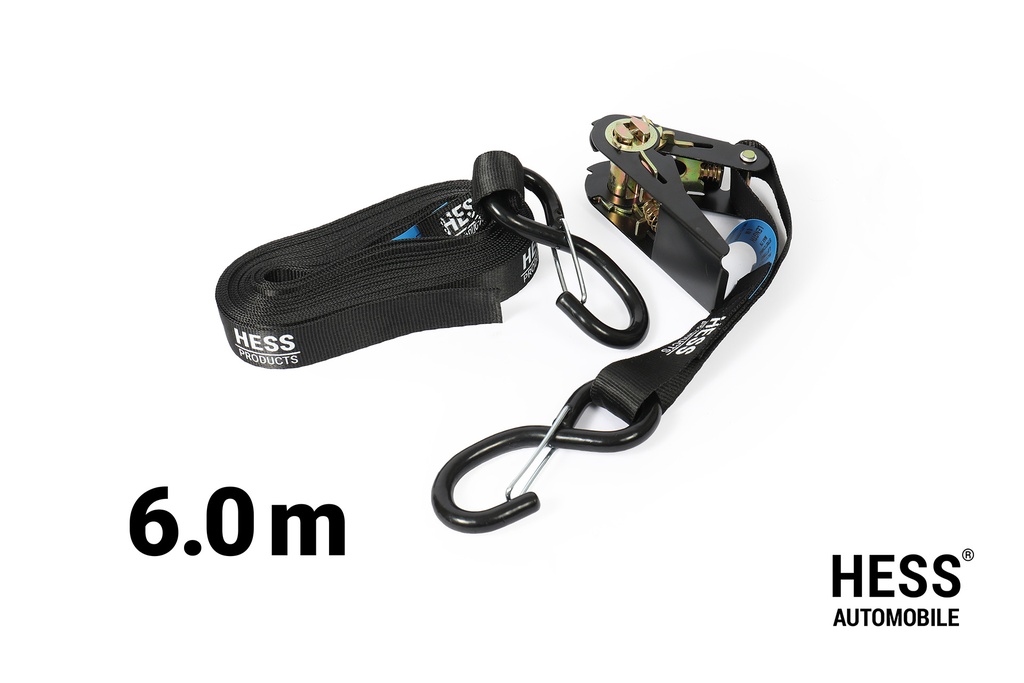 Spanngurt mit Ratsche Haken 6.0m schwarz