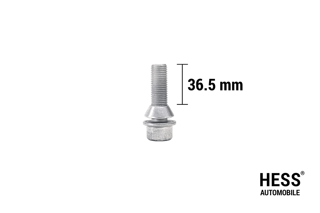 Radschraube M14x1.5 L36.5 KH25 SW19 Kegel 60° (Kalotte) verzinkt grau