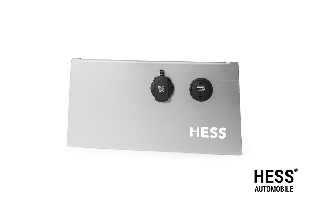 Panel 01 silber mit 12Volt Steckdose und USB Steckdose